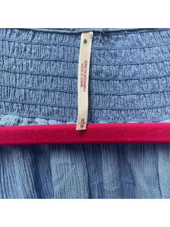 Free People Wind Willow Boho Embroidered Tie Neck Tunic Dress - Picture 4 of 6